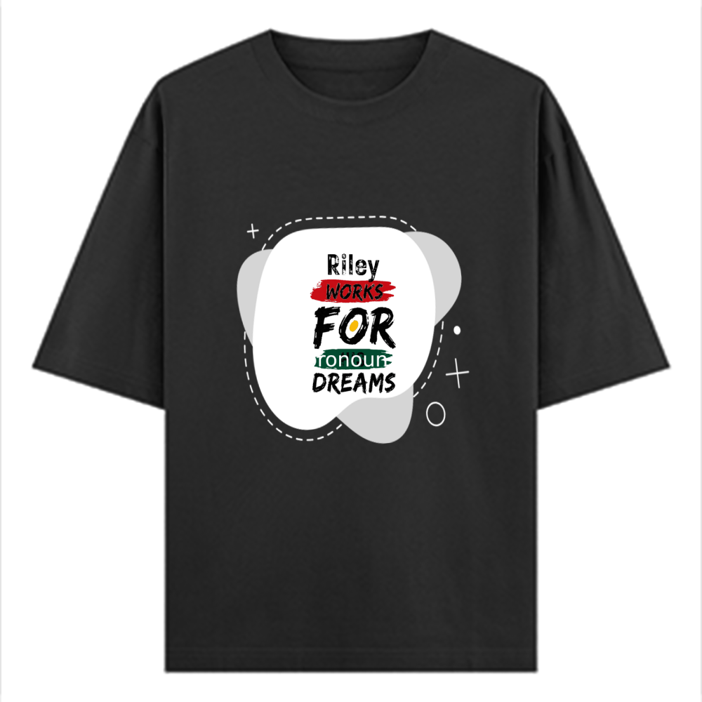 Oversized Standard T-Shirt | Oversized Fit Unisex | 100% Super Combed Cotton Embroidery | Soft, Breathable, Durable | Unisex Adult | Personalized | Embroidery | Bold | Career | Everyday | Empowering - front - Black - mockup 1