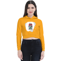 Female Cropped Hoodie | Regular Fit Women's | 320 GSM Bio-Washed Cotton Blend | Double Stitched, Pre-Shrunk, Colorfast | Women | Personalized | DTF | Bold | Career | Everyday | Empowering - front - Mustard Yellow - mockup 1