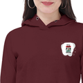 Female Cropped Hoodie | Regular Fit Women's | 320 GSM Bio-Washed Cotton Blend | Double Stitched, Pre-Shrunk, Colorfast | Women | Personalized | DTF | Bold | Career | Everyday | Empowering - left pocket - Maroon - mockup 3