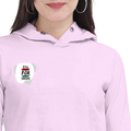 Female Cropped Hoodie | Regular Fit Women's | 320 GSM Bio-Washed Cotton Blend | Double Stitched, Pre-Shrunk, Colorfast | Women | Personalized | DTF | Bold | Career | Everyday | Empowering - right pocket - Light Baby Pink - mockup 4