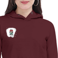 Female Cropped Hoodie | Regular Fit Women's | 320 GSM Bio-Washed Cotton Blend | Double Stitched, Pre-Shrunk, Colorfast | Women | Personalized | DTF | Bold | Career | Everyday | Empowering - right pocket - Maroon - mockup 4