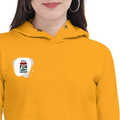 Female Cropped Hoodie | Regular Fit Women's | 320 GSM Bio-Washed Cotton Blend | Double Stitched, Pre-Shrunk, Colorfast | Women | Personalized | DTF | Bold | Career | Everyday | Empowering - right pocket - Mustard Yellow - mockup 4