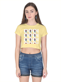 Female Crop Top | Women's Regular Fit | 180 GSM Bio-Washed Cotton | Double Stitched, Pre-Shrunk | For Her | Personalized | DTG | Bold | Career | Everyday | Empowering - front - Beige - mockup 1