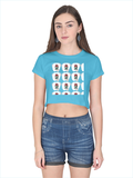 Female Crop Top | Women's Regular Fit | 180 GSM Bio-Washed Cotton | Double Stitched, Pre-Shrunk | For Her | Personalized | DTG | Bold | Career | Everyday | Empowering - front - SkyBlue - mockup 1