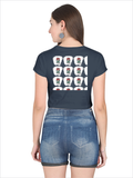 Female Crop Top | Women's Regular Fit | 180 GSM Bio-Washed Cotton | Double Stitched, Pre-Shrunk | For Her | Personalized | DTG | Bold | Career | Everyday | Empowering - back - Navy Blue - mockup 2