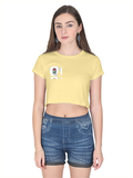 Female Crop Top | Women's Regular Fit | 180 GSM Bio-Washed Cotton | Double Stitched, Pre-Shrunk | For Her | Personalized | DTG | Bold | Career | Everyday | Empowering - right pocket - Beige - mockup 4