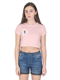 Female Crop Top | Women's Regular Fit | 180 GSM Bio-Washed Cotton | Double Stitched, Pre-Shrunk | For Her | Personalized | DTG | Bold | Career | Everyday | Empowering - right pocket - Light Baby Pink - mockup 4