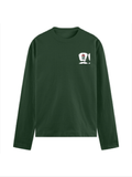 Male Full Sleeve T-Shirt | Men's Regular Fit | 180 GSM Bio-Washed Cotton Blend | Embroidery | Double Stitched | Personalized | Bold | Career | Everyday | Empowering - left pocket - Bottle Green - mockup 3
