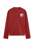 Male Full Sleeve T-Shirt | Men's Regular Fit | 180 GSM Bio-Washed Cotton Blend | Embroidery | Double Stitched | Personalized | Bold | Career | Everyday | Empowering - left pocket - Red - mockup 3