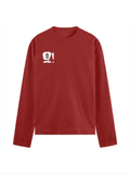 Male Full Sleeve T-Shirt | Men's Regular Fit | 180 GSM Bio-Washed Cotton Blend | Embroidery | Double Stitched | Personalized | Bold | Career | Everyday | Empowering - right pocket - Red - mockup 4
