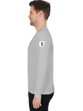 Male Full Sleeve T-Shirt | Men's Regular Fit | 180 GSM Bio-Washed Cotton Blend | Embroidery | Double Stitched | Personalized | Bold | Career | Everyday | Empowering - left sleeve - Grey Melange - mockup 5