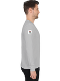 Male Full Sleeve T-Shirt | Men's Regular Fit | 180 GSM Bio-Washed Cotton Blend | Embroidery | Double Stitched | Personalized | Bold | Career | Everyday | Empowering - right sleeve - Grey Melange - mockup 6