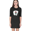 Female T-Shirt Dress | Women's Regular Fit | 180 GSM Bio-Washed Cotton | Pockets, Double Stitched | Casual Wear | Personalized | DTG | Bold | Career | Everyday | Empowering - front - Black - mockup 1