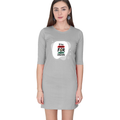 Female T-Shirt Dress | Women's Regular Fit | 180 GSM Bio-Washed Cotton | Pockets, Double Stitched | Casual Wear | Personalized | DTG | Bold | Career | Everyday | Empowering - front - Grey Melange - mockup 1
