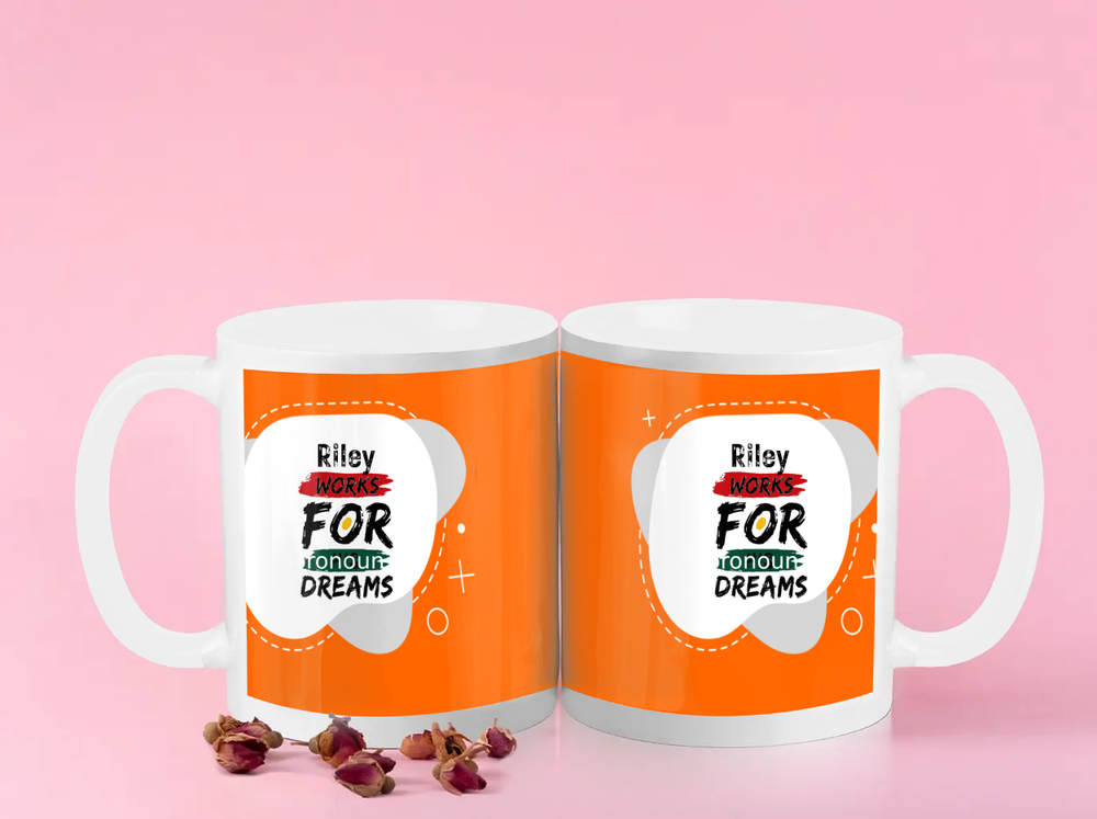 Color Coffee Mug | 11 oz Ceramic | DTG Printed | Inner & Handle Color, Fade-Proof | Unisex Adult | Personalized | DTG | Bold | Career | Everyday | Empowering - front - White - mockup 1