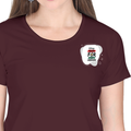 Female Classic Crew T-Shirt | Regular Fit | 180 GSM Bio-Washed Cotton | Pre-Shrunk, Double-Stitched | Women | Personalized | Embroidery | Bold | Career | Everyday | Empowering - left pocket - Maroon - mockup 3
