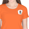 Female Classic Crew T-Shirt | Regular Fit | 180 GSM Bio-Washed Cotton | Pre-Shrunk, Double-Stitched | Women | Personalized | Embroidery | Bold | Career | Everyday | Empowering - left pocket - Orange - mockup 3