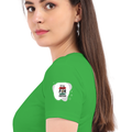 Female Classic Crew T-Shirt | Regular Fit | 180 GSM Bio-Washed Cotton | Pre-Shrunk, Double-Stitched | Women | Personalized | Embroidery | Bold | Career | Everyday | Empowering - left sleeve - Flag Green - mockup 5