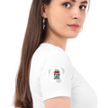 Female Classic Crew T-Shirt | Regular Fit | 180 GSM Bio-Washed Cotton | Pre-Shrunk, Double-Stitched | Women | Personalized | Embroidery | Bold | Career | Everyday | Empowering - right sleeve - White - mockup 6