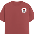 Male Classic Crew T-Shirt | Men's Regular Fit | 180 GSM Bio-Washed Cotton Blend | Embroidery | Pre-Shrunk, Double-Stitched | Personalized | Bold | Career | Everyday | Empowering - left pocket - Coral - mockup 3