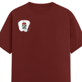 Male Classic Crew T-Shirt | Men's Regular Fit | 180 GSM Bio-Washed Cotton Blend | Embroidery | Pre-Shrunk, Double-Stitched | Personalized | Bold | Career | Everyday | Empowering - right pocket - Brick Red - mockup 4