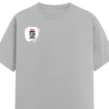 Male Classic Crew T-Shirt | Men's Regular Fit | 180 GSM Bio-Washed Cotton Blend | Embroidery | Pre-Shrunk, Double-Stitched | Personalized | Bold | Career | Everyday | Empowering - right pocket - Grey Melange - mockup 4