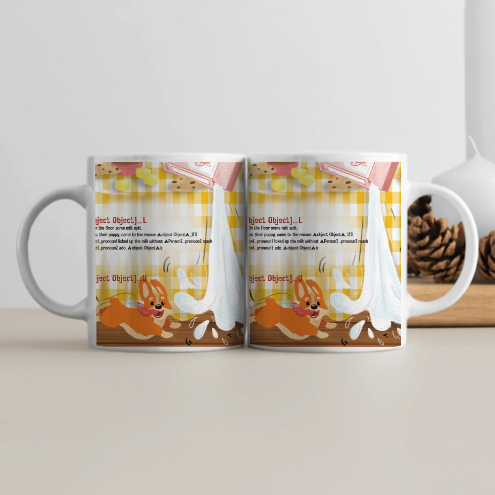 White Coffee Mug | 11 oz Unisex | Premium Ceramic Sublimation | Fade-Proof Glossy Finish | For Him & Her | Personalized | Whimsical | Dogs | Puppies | Everyday | Joyful | Joyful Dogyy - front - White - mockup 1