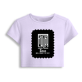 Female Baby Tee | Cropped Fit, Gen Z | 95% Cotton 5% Spandex, DTG | Stretchable, Breathable, Pre-Shrunk | Women | Personalized | DTG | Minimalist | Self-reliance | Everyday | Confident - front - Lavender - mockup 1