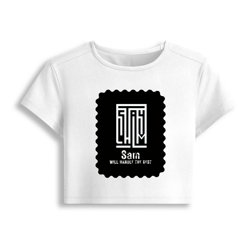 Female Baby Tee | Cropped Fit, Gen Z | 95% Cotton 5% Spandex, DTG | Stretchable, Breathable, Pre-Shrunk | Women | Personalized | DTG | Minimalist | Self-reliance | Everyday | Confident - front - White - mockup 1