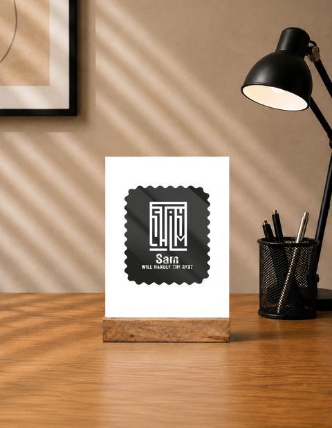 Acrylic Photo Frame | 5x7 Tabletop Display | UV Printed Acrylic & Wood Stand | Personalized Gift & Home Decor | Personalized | Minimalist | Self-reliance | Everyday | Confident - front - mockup 1