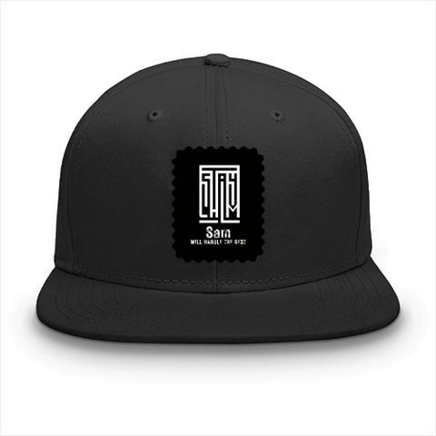 Classic Snapback Cap | Adjustable One-Size | Heavy Cotton DTG Printed | Flat Brim Structured | Unisex Adults | Personalized | DTG | Minimalist | Self-reliance | Everyday | Confident - front - Black - mockup 1