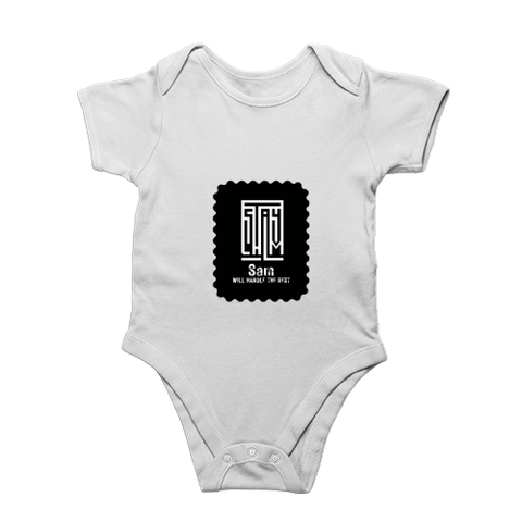 Baby Romper | 0-12 Months Regular Fit | 180 GSM Bio-Washed Cotton Blend | Double Stitched, Pre-Shrunk | Unisex | Personalized | DTF | Minimalist | Self-reliance | Everyday | Confident - front - White - mockup 1