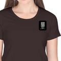 Women's Classic Crew T-Shirt | Regular Fit | 180 GSM Bio-Washed Cotton | DTF Print Ready | Double Stitched, Pre-Shrunk | Personalized | DTF | Minimalist | Self-reliance | Everyday | Confident - left pocket - Coffee Brown - mockup 3