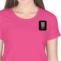 Women's Classic Crew T-Shirt | Regular Fit | 180 GSM Bio-Washed Cotton | DTF Print Ready | Double Stitched, Pre-Shrunk | Personalized | DTF | Minimalist | Self-reliance | Everyday | Confident - left pocket - Pink - mockup 3