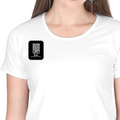 Women's Classic Crew T-Shirt | Regular Fit | 180 GSM Bio-Washed Cotton | DTF Print Ready | Double Stitched, Pre-Shrunk | Personalized | DTF | Minimalist | Self-reliance | Everyday | Confident - right pocket - White - mockup 4