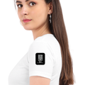 Women's Classic Crew T-Shirt | Regular Fit | 180 GSM Bio-Washed Cotton | DTF Print Ready | Double Stitched, Pre-Shrunk | Personalized | DTF | Minimalist | Self-reliance | Everyday | Confident - left sleeve - White - mockup 5