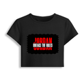 Female Baby Tee | Cropped Fit, Gen Z | 95% Cotton 5% Spandex, DTG | Stretchable, Breathable, Pre-Shrunk | Women | Personalized | DTG | Graphic | Rebellion | Individuality | Everyday | Assertive - front - Black - mockup 1