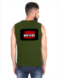 Men's Sleeveless T-Shirt | Regular Fit | 180 GSM Bio-Washed Cotton | Pre-Shrunk, Double Stitched | Men | Personalized | DTF | Graphic | Rebellion | Individuality | Everyday | Assertive - back - Olive Green - mockup 2