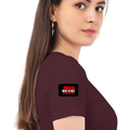 Women's Classic Crew T-Shirt | Regular Fit | 180 GSM Bio-Washed Cotton | DTF Print Ready | Double Stitched, Pre-Shrunk | Personalized | DTF | Graphic | Rebellion | Individuality | Everyday | Assertive - right sleeve - Maroon - mockup 6