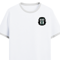 Ringer T-shirt | Unisex Regular Fit | 100% Cotton DTF/DTG | Contrast Rib Neck Bio Washed Pre-Shrunk | Adults | Personalized | DTF | Bold | Success | Assertive - left pocket - White Black - mockup 3