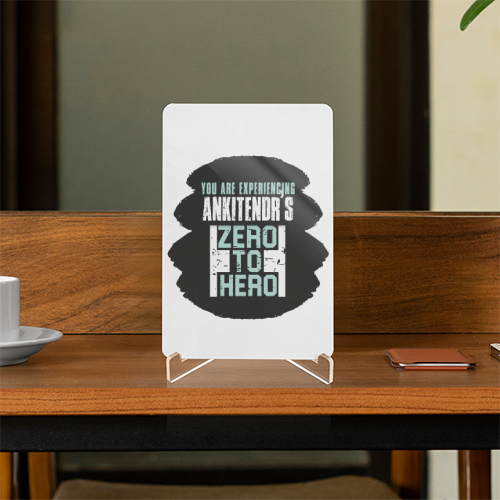 Acrylic Display Stand | 4x6 Inch | Clear Acrylic | UV Printed Tabletop | Customizable | Unisex | Personalized | Bold | Success | Assertive - front - White - mockup 1