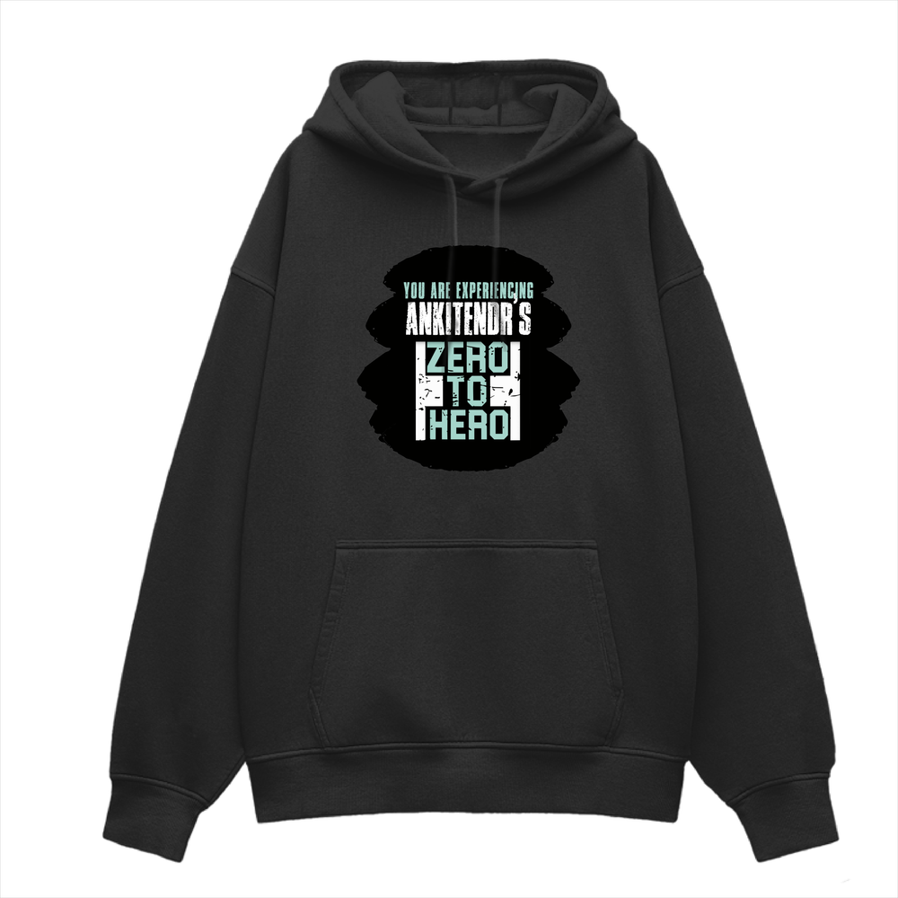 Oversized Hoodie | Unisex Relaxed Fit | 400 GSM Cotton Blend | DTG Printed | Drop Shoulder, Pre-Shrunk | Adults | Personalized | DTG | Bold | Success | Assertive - front - Black - mockup 1
