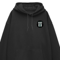 Oversized Hoodie | Unisex Relaxed Fit | 400 GSM Cotton Blend | DTG Printed | Drop Shoulder, Pre-Shrunk | Adults | Personalized | DTG | Bold | Success | Assertive - left pocket - Black - mockup 3