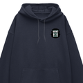 Oversized Hoodie | Unisex Relaxed Fit | 400 GSM Cotton Blend | DTG Printed | Drop Shoulder, Pre-Shrunk | Adults | Personalized | DTG | Bold | Success | Assertive - left pocket - Navy Blue - mockup 3