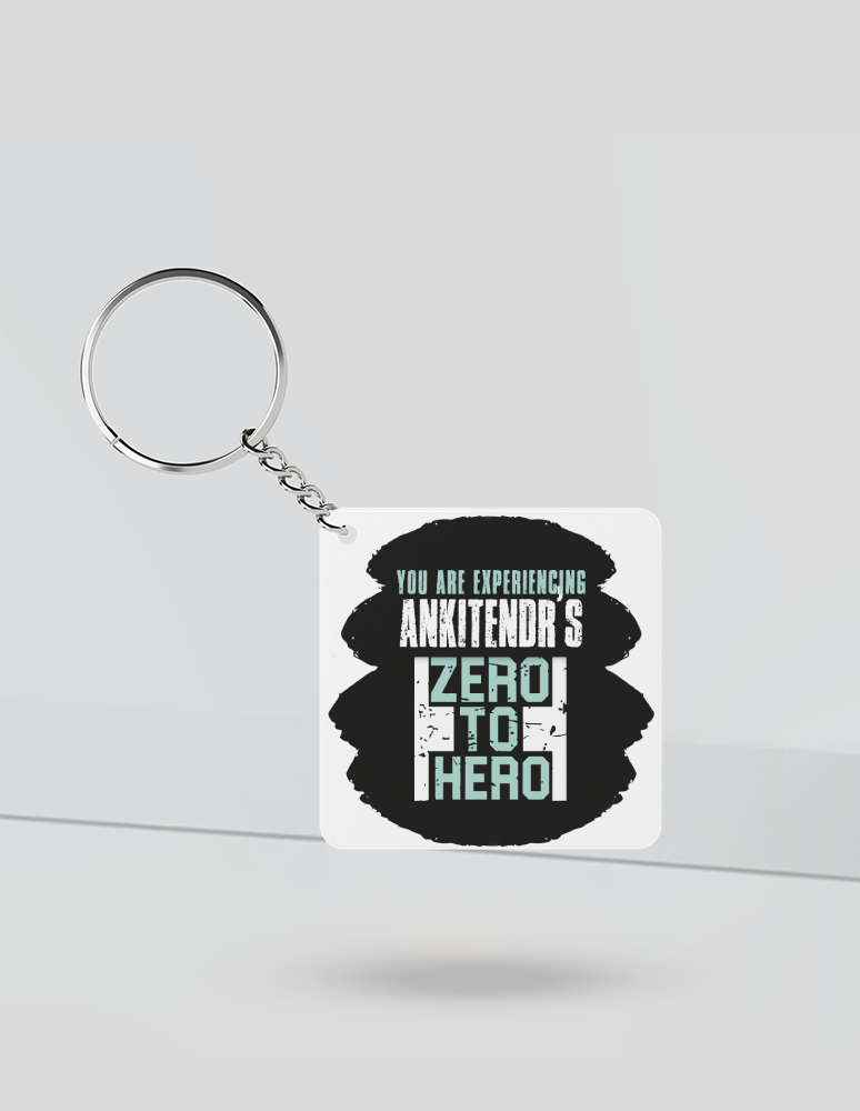 Keychain | Rectangle, Square, Slim Options | Acrylic UV Printed | Fade-Proof, Glossy Finish | Unisex | Personalized | Bold | Success | Assertive - front_Square - Square - White - mockup 1