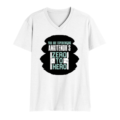 Male V Neck T-Shirt | Regular Fit | 180 GSM Bio-Washed Cotton | DTF Print | Double Stitched, Pre-Shrunk | Men | Personalized | DTF | Bold | Success | Assertive - front - White - mockup 1