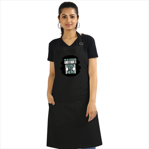 Apron | Onesize Unisex Adult | Cotton DTG Printed | Pockets & Adjustable Straps | Personalized | DTG | Bold | Success | Assertive - front - Black - mockup 1