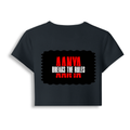Female Baby Tee | Cropped Fit, Gen Z | 95% Cotton 5% Spandex, DTG | Stretchable, Breathable, Pre-Shrunk | Women | Personalized | DTG | Bold Typography | Individuality | Defiance | Everyday | Empowering - back - Navy Blue - mockup 2