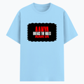 Cotton Stretch T-Shirt | Unisex Adult | 95% Cotton 5% Spandex Blend | 240 GSM, Breathable, Flexible | DTF Print Ready | Personalized | DTF | Bold Typography | Individuality | Defiance | Everyday | Empowering - front - Baby Blue - mockup 1