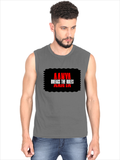 Men's Sleeveless T-Shirt | Regular Fit | 180 GSM Bio-Washed Cotton | Pre-Shrunk, Double Stitched | Men | Personalized | DTF | Bold Typography | Individuality | Defiance | Everyday | Empowering - front - Charcoal Melange - mockup 1